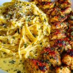 Golden Garlic Butter Chicken with Creamy Parmesan Linguine