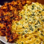Lemon Garlic Butter Chicken Bites with Savory Parmesan Linguineillet