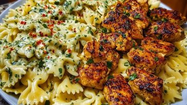 Lemon Garlic Chicken with Creamy Bowtie Pasta