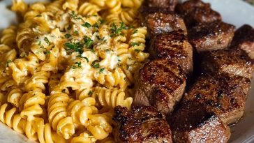 One-Pan Steak Bites & Cheesy Garlic Butter Noodles