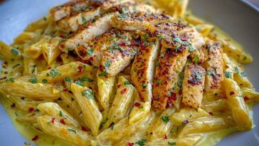 One Pot Creamy Garlic Parmesan Chicken Penne