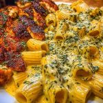 Rigatoni in Cheesy Italian Herb Alfredo with Cajun Chicken