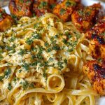 Savory Cajun Chicken and Creamy Garlic Parmesan Linguine
