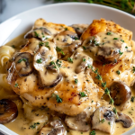 Savory Chicken in a Creamy Asiago Mushroom Sauce