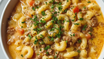 One-Pot Macaroni Cheeseburger Soup