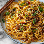 Asian-Style Ground Beef Spaghetti