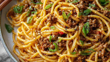 Asian-Style Ground Beef Spaghetti