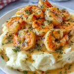 Creamy Garlic Shrimp Over Mashed Potatoes