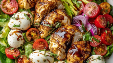 Baked Marinated Chicken Salad with Mozzarella and Balsamic Vinaigrette
