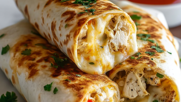Ooey-Gooey Cheesy Garlic Chicken Wraps
