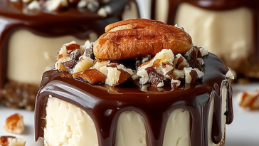 No Bake Turtle Mini Cheesecake