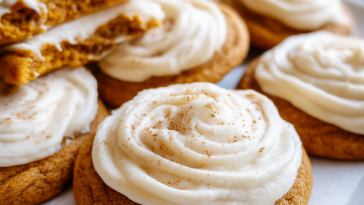 Pumpkin Sugar Cookies with Cream Cheese Frosting