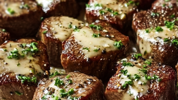 Tender Steak Bites in Garlic Butter with Creamy Parmesan Sauce