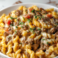 Loaded Cheeseburger Alfredo Pasta