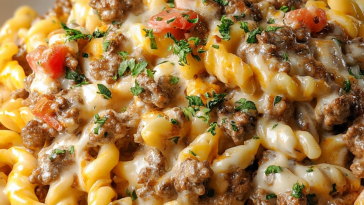 Loaded Cheeseburger Alfredo Pasta