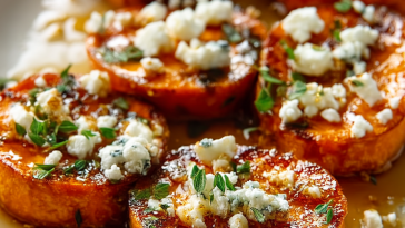 Roasted Sweet Potato Rounds with Honey & Feta