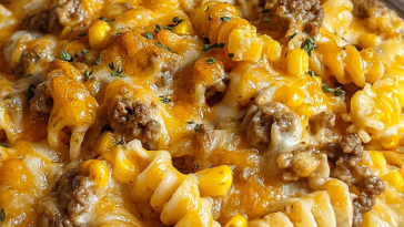 Cheesy Ranch Rotini Bake with Beef and Sweet Corn