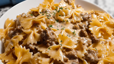 Creamy Beef and Bowtie Pasta